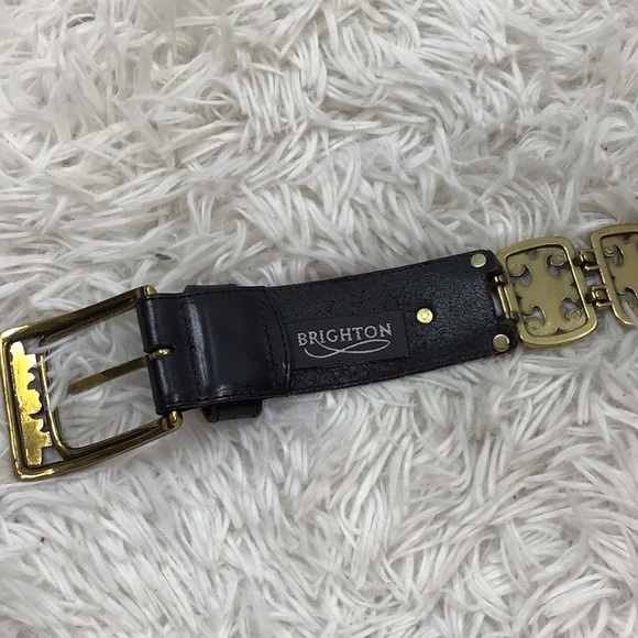 Brighton vintage black leather and gold scroll belt - Picture 5 of 11